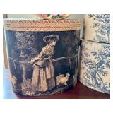 Collection of 8 Decorative Storage Boxes with Vintage Floral and Pastoral Designs Collection of 8 Decorative Storage Boxes with Vintage Floral and Pastoral Designs