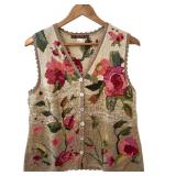 Floral Knit Sweater Vest with Button Front Floral Knit Sweater Vest with Button Front