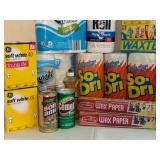 Large Household Supply Lot with Paper Towels, Wax Paper, Light Bulbs and Cleaning Products Large Household Supply Lot with Paper Towels, Wax Paper, Light Bulbs and Cleaning Products