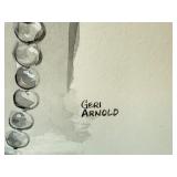 Original Geri Arnold Black and White Portrait Drawing on Cardboard Original Geri Arnold Black and White Portrait Drawing on Cardboard