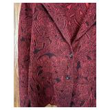 Peruvian Connection Red Floral Pima Cotton Metallic Thread Jacket Size L Peruvian Connection Red Floral Pima Cotton Metallic Thread Jacket Size L