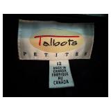 Talbots Petites Black Belted Coat with Faux Fur Collar Size 12 Talbots Petites Black Belted Coat with Faux Fur Collar Size 12