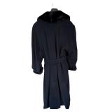 Talbots Petites Black Belted Coat with Faux Fur Collar Size 12 Talbots Petites Black Belted Coat with Faux Fur Collar Size 12