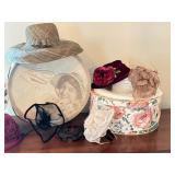 Collection of Vintage-Style Ladies Hats and Fascinators with Decorative Hat Boxes Collection of Vintage-Style Ladies Hats and Fascinators with Decorative Hat Boxes