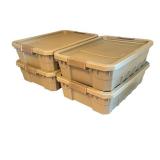 Set of 4 Sterilite Plastic Storage Totes with Lids 25 x 18 x 6.5 Inches Set of 4 Sterilite Plastic Storage Totes with Lids 25 x 18 x 6.5 Inches