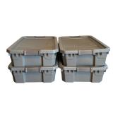 Set of 4 Sterilite Plastic Storage Totes with Lids 25 x 18 x 6.5 Inches Set of 4 Sterilite Plastic Storage Totes with Lids 25 x 18 x 6.5 Inches