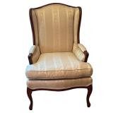 Vintage Upholstered Wingback Armchair with Wood Frame Vintage Upholstered Wingback Armchair with Wood Frame