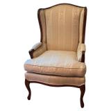 Vintage Upholstered Wingback Armchair with Wood Frame Vintage Upholstered Wingback Armchair with Wood Frame