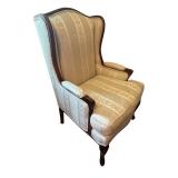 Vintage Upholstered Wingback Armchair with Wood Frame Vintage Upholstered Wingback Armchair with Wood Frame