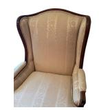 Vintage Upholstered Wingback Armchair with Wood Frame Vintage Upholstered Wingback Armchair with Wood Frame