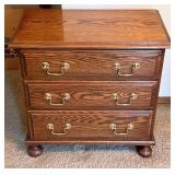 Three-Drawer Wooden Chest with Brass Handles Three-Drawer Wooden Chest with Brass Handles