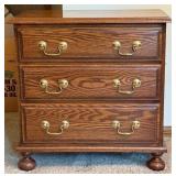 Three-Drawer Wooden Chest with Brass Handles Three-Drawer Wooden Chest with Brass Handles