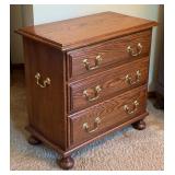 Three-Drawer Wooden Chest with Brass Handles Three-Drawer Wooden Chest with Brass Handles