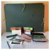 Mixed Art Supplies Collection with Drawing Instruments and Portfolio Folder Mixed Art Supplies Collection with Drawing Instruments and Portfolio Folder