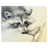 Set of 2 Geri Arnold Original Wildlife Drawings: Raccoon and Squirrel Set of 2 Geri Arnold Original Wildlife Drawings: Raccoon and Squirrel