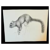 Set of 2 Geri Arnold Original Wildlife Drawings: Raccoon and Squirrel Set of 2 Geri Arnold Original Wildlife Drawings: Raccoon and Squirrel