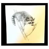 Set of 2 Geri Arnold Original Wildlife Drawings: Raccoon and Squirrel Set of 2 Geri Arnold Original Wildlife Drawings: Raccoon and Squirrel