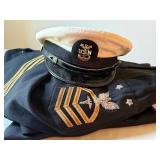Vintage U.S. Navy Uniform Set with Cap, Jacket, and Pants, Medical Bullion Patch Vintage U.S. Navy Uniform Set with Cap, Jacket, and Pants, Medical Bullion Patch