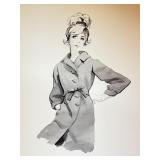 Geri Arnold Original Fashion Illustration on Cardboard Geri Arnold Original Fashion Illustration on Cardboard