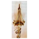 Vintage Rhinestone Umbrella Brooch with Red and Clear Stones, 3.25 Inch Vintage Rhinestone Umbrella Brooch with Red and Clear Stones, 3.25 Inch