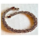 Sterling Silver 6.5" Byzantine Chain Bracelet, Marked 925 Turkey Sterling Silver 6.5" Byzantine Chain Bracelet, Marked 925 Turkey