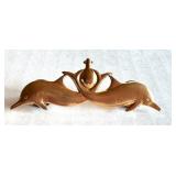 Vintage Netherlands Navy Submarine Pin with Twin Dolphin Design Vintage Netherlands Navy Submarine Pin with Twin Dolphin Design