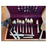 Prestige Plate Flatware Set with Chest, 6 Dinner Forks, 7 Teaspoons, 8 Salad Forks & Knives, Serving Utensils Prestige Plate Flatware Set with Chest, 6 Dinner Forks, 7 Teaspoons, 8 Salad Forks & Knives, Serving Utensils