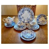 Spode England Clifton Blue and White Floral Tea and Dessert Set Spode England Clifton Blue and White Floral Tea and Dessert Set