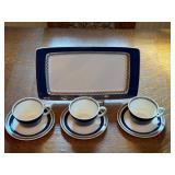 Villeroy & Boch Saphir Saar Serving Tray with 3 Cups and Saucers Villeroy & Boch Saphir Saar Serving Tray with 3 Cups and Saucers
