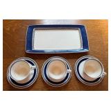 Villeroy & Boch Saphir Saar Serving Tray with 3 Cups and Saucers Villeroy & Boch Saphir Saar Serving Tray with 3 Cups and Saucers