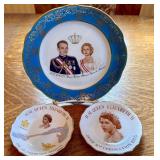Vintage Royal Commemorative Plate and Coaster Set Featuring Prince Rainier, Princess Grace, and Queen Elizabeth II Vintage Royal Commemorative Plate and Coaster Set Featuring Prince Rainier, Princess Grace, and Queen Elizabeth II