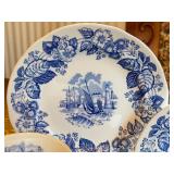 Spode Old Salem S3441 Blue Transferware 4 Place Settings England Spode Old Salem S3441 Blue Transferware 4 Place Settings England