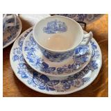 Spode Old Salem S3441 Blue Transferware 4 Place Settings England Spode Old Salem S3441 Blue Transferware 4 Place Settings England
