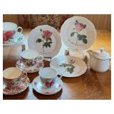 Vintage Porcelain Tea Set with Floral Plates and Teacups, Assorted German Makers Vintage Porcelain Tea Set with Floral Plates and Teacups, Assorted German Makers