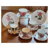 Vintage Porcelain Tea Set with Floral Plates and Teacups, Assorted German Makers Vintage Porcelain Tea Set with Floral Plates and Teacups, Assorted German Makers