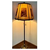 Vintage 63-Inch Floor Lamp with Decorative Base and Pictorial Shade Vintage 63-Inch Floor Lamp with Decorative Base and Pictorial Shade