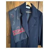 Forecaster of Boston 100% Wool Navy Coat with Paisley Scarf Size 10 Forecaster of Boston 100% Wool Navy Coat with Paisley Scarf Size 10