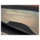 Salvatore Ferragamo Black Lizard Print Bow Heels Size 6.5 with Box Salvatore Ferragamo Black Lizard Print Bow Heels Size 6.5 with Box