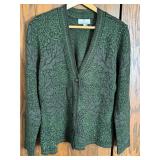 Peruvian Connection Green and Black Jacquard Cardigan Sweater Size L Peruvian Connection Green and Black Jacquard Cardigan Sweater Size L