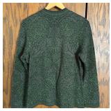 Peruvian Connection Green and Black Jacquard Cardigan Sweater Size L Peruvian Connection Green and Black Jacquard Cardigan Sweater Size L