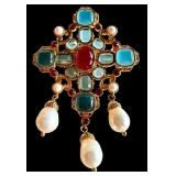 Ellen Brooch 16th Century Inspired Statement Pin with Gemstones and Pearls Ellen Brooch 16th Century Inspired Statement Pin with Gemstones and Pearls