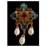 Ellen Brooch 16th Century Inspired Statement Pin with Gemstones and Pearls Ellen Brooch 16th Century Inspired Statement Pin with Gemstones and Pearls