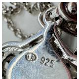 Sterling Silver 925 Double Strand Necklace with Ornate Pendant Sterling Silver 925 Double Strand Necklace with Ornate Pendant