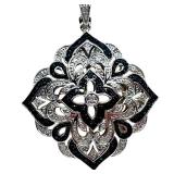 Sterling Silver 925 Double Strand Necklace with Ornate Pendant Sterling Silver 925 Double Strand Necklace with Ornate Pendant