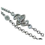 Sterling Silver 925 Double Strand Necklace with Ornate Pendant Sterling Silver 925 Double Strand Necklace with Ornate Pendant