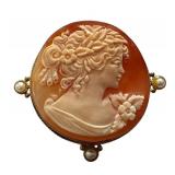 Italian 925 Silver Cameo Brooch with Pearls Italian 925 Silver Cameo Brooch with Pearls