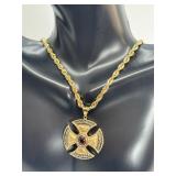 Ross Simons 1.30 Carat Garnet Cross Pendant in 14kt Yellow Gold with 14K Chain Ross Simons 1.30 Carat Garnet Cross Pendant in 14kt Yellow Gold with 14K Chain