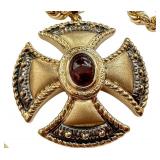 Ross Simons 1.30 Carat Garnet Cross Pendant in 14kt Yellow Gold with 14K Chain Ross Simons 1.30 Carat Garnet Cross Pendant in 14kt Yellow Gold with 14K Chain