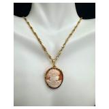 22K Gold Chain with 14K Gold Cameo Pendant 22K Gold Chain with 14K Gold Cameo Pendant