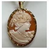 22K Gold Chain with 14K Gold Cameo Pendant 22K Gold Chain with 14K Gold Cameo Pendant